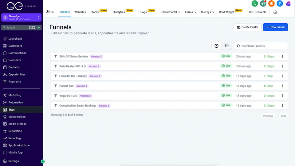 glowedge funnel builder